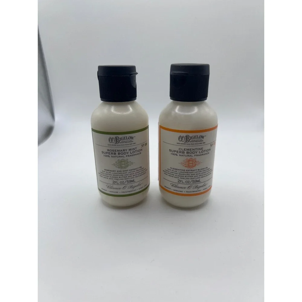 C.O. Bigelow Rosemary Mint‎ No. 830 + Clementine No. 829 Superb Lotion 2oz Lot